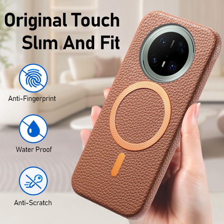 For Huawei Mate 70 Pro Litchi Texture Brushed MagSafe PU Back Cover Phone Case