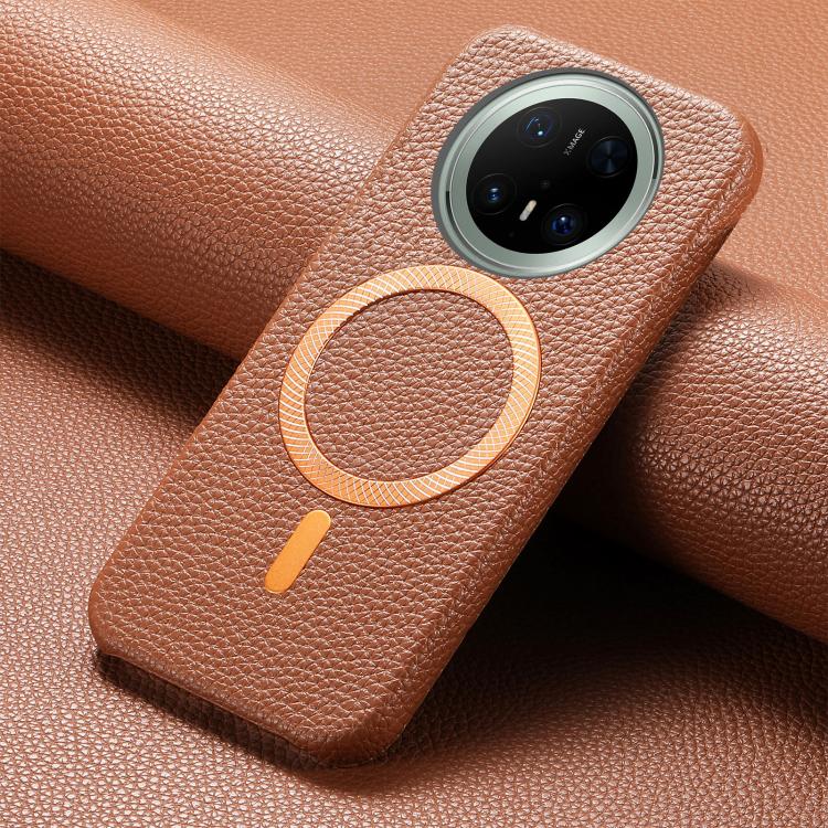 For Huawei Mate 70 Pro Litchi Texture Brushed MagSafe PU Back Cover Phone Case