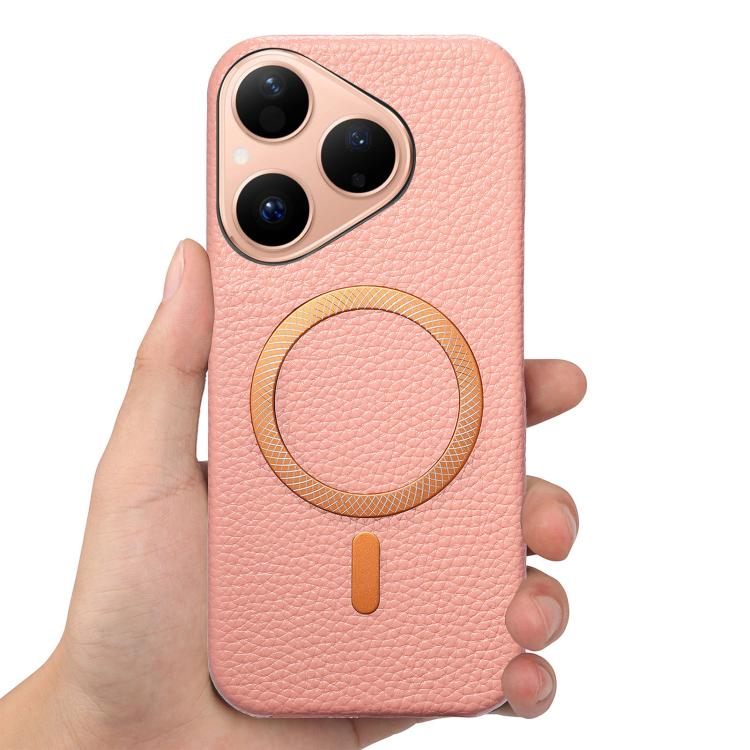 For Huawei Pura 80 5G Litchi Texture Brushed MagSafe PU Back Cover Phone Case