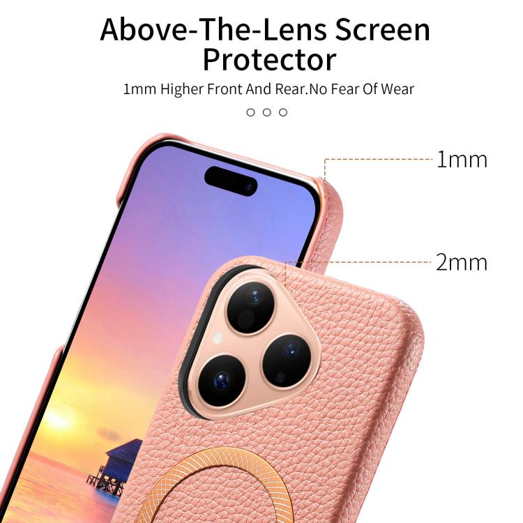 For Huawei Pura 80 5G Litchi Texture Brushed MagSafe PU Back Cover Phone Case