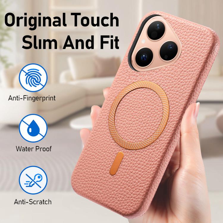 For Huawei Pura 80 5G Litchi Texture Brushed MagSafe PU Back Cover Phone Case
