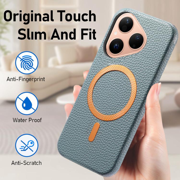 For Huawei Pura 80 5G Litchi Texture Brushed MagSafe PU Back Cover Phone Case