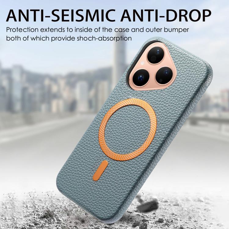 For Huawei Pura 80 5G Litchi Texture Brushed MagSafe PU Back Cover Phone Case