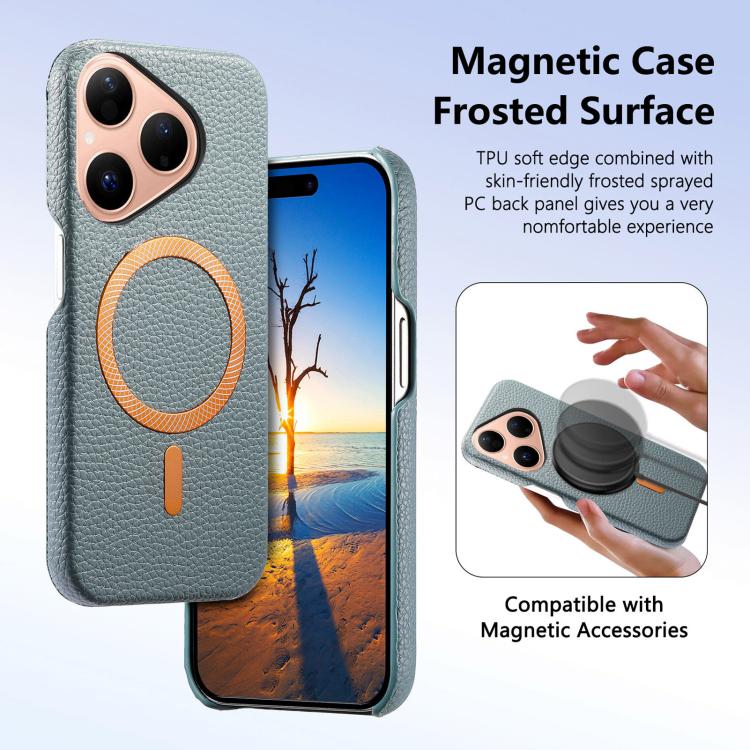 For Huawei Pura 80 5G Litchi Texture Brushed MagSafe PU Back Cover Phone Case