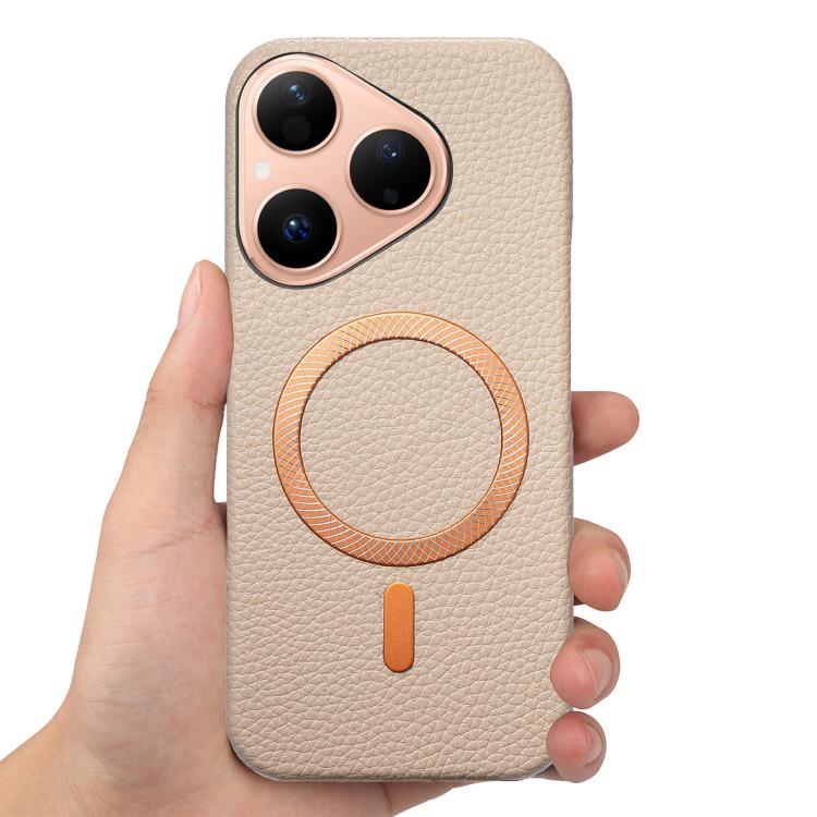 For Huawei Pura 80 5G Litchi Texture Brushed MagSafe PU Back Cover Phone Case