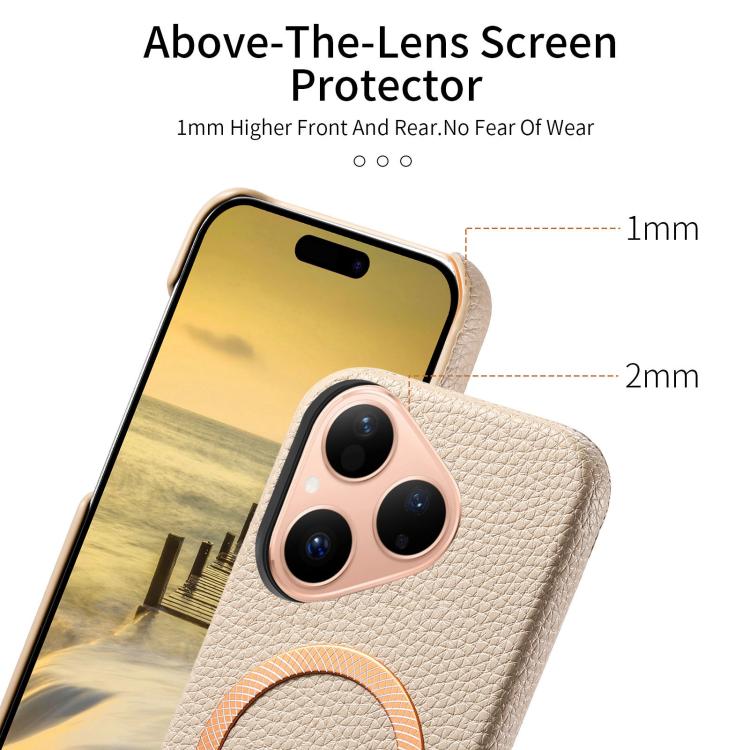For Huawei Pura 80 5G Litchi Texture Brushed MagSafe PU Back Cover Phone Case