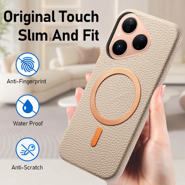 For Huawei Pura 80 5G Litchi Texture Brushed MagSafe PU Back Cover Phone Case