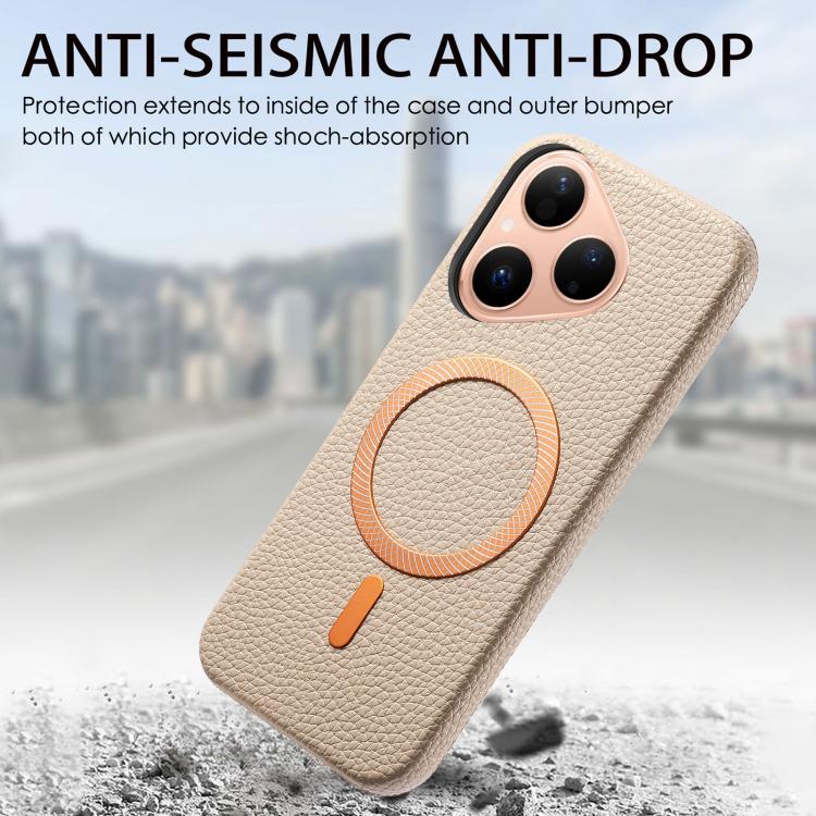 For Huawei Pura 80 5G Litchi Texture Brushed MagSafe PU Back Cover Phone Case