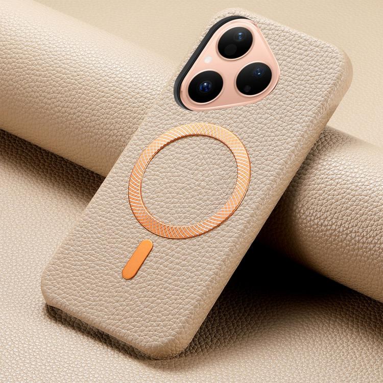 For Huawei Pura 80 5G Litchi Texture Brushed MagSafe PU Back Cover Phone Case