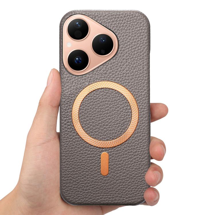 For Huawei Pura 80 5G Litchi Texture Brushed MagSafe PU Back Cover Phone Case