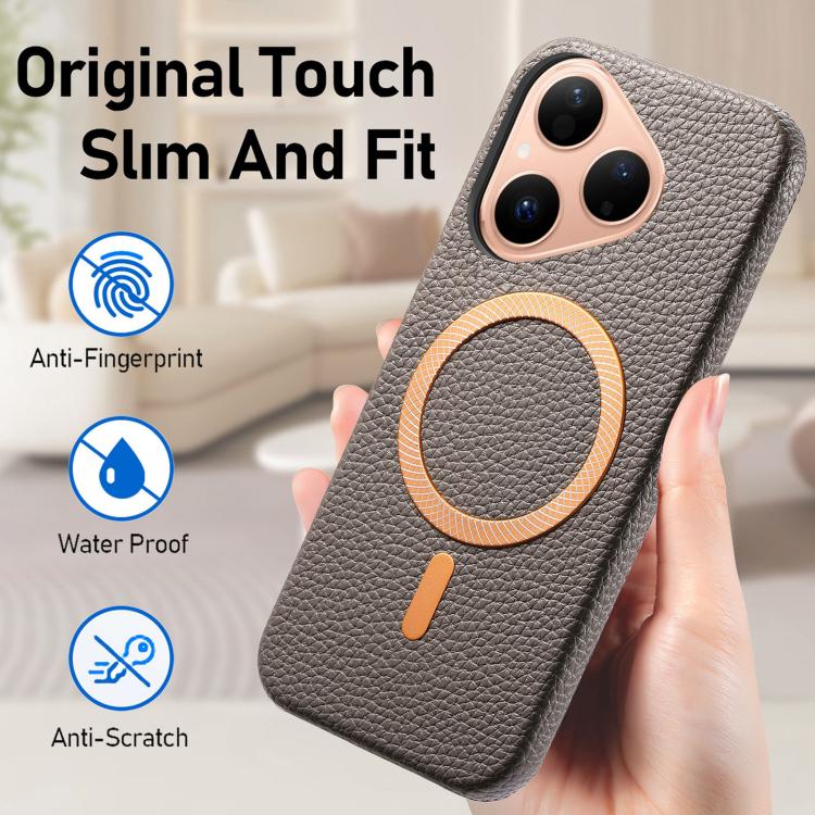For Huawei Pura 80 5G Litchi Texture Brushed MagSafe PU Back Cover Phone Case
