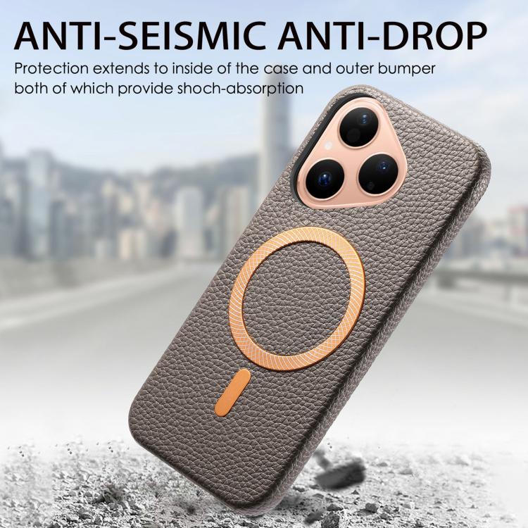 For Huawei Pura 80 5G Litchi Texture Brushed MagSafe PU Back Cover Phone Case