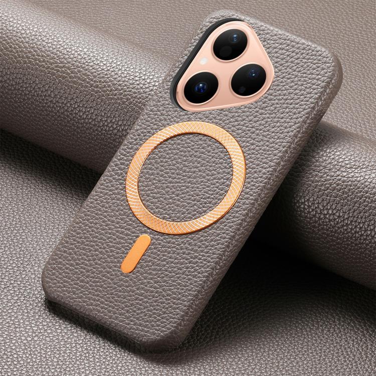 For Huawei Pura 80 5G Litchi Texture Brushed MagSafe PU Back Cover Phone Case