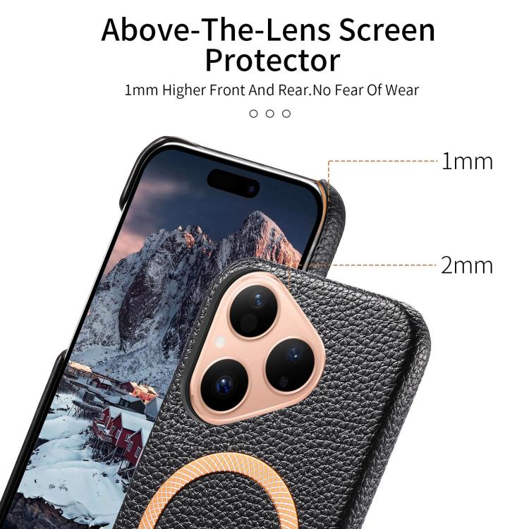For Huawei Pura 80 5G Litchi Texture Brushed MagSafe PU Back Cover Phone Case