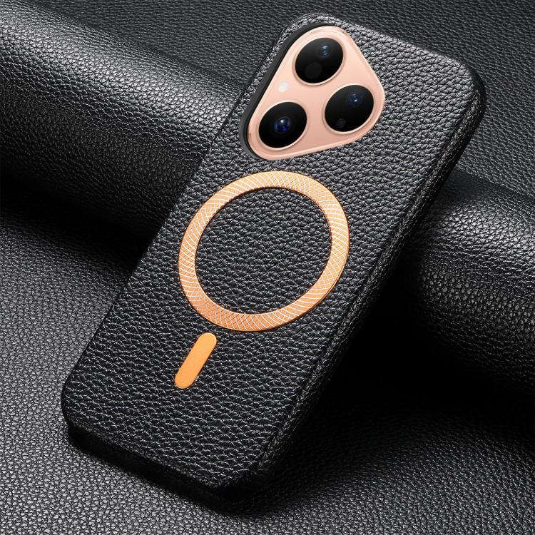 For Huawei Pura 80 5G Litchi Texture Brushed MagSafe PU Back Cover Phone Case