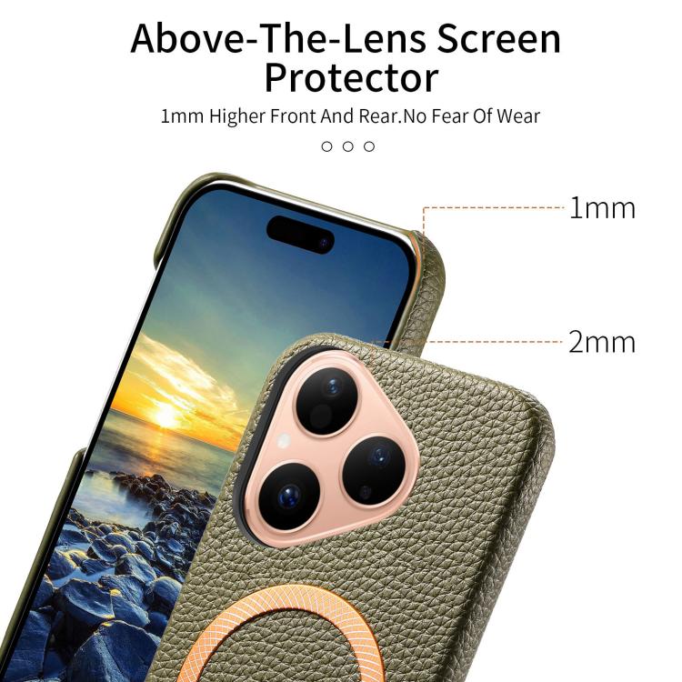 For Huawei Pura 80 5G Litchi Texture Brushed MagSafe PU Back Cover Phone Case