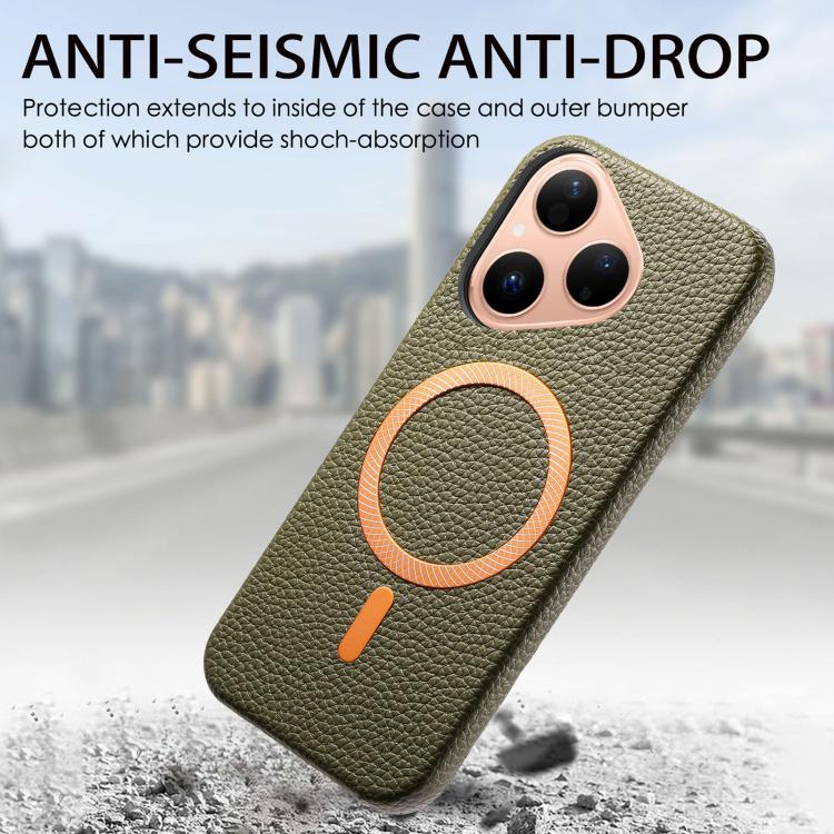For Huawei Pura 80 5G Litchi Texture Brushed MagSafe PU Back Cover Phone Case