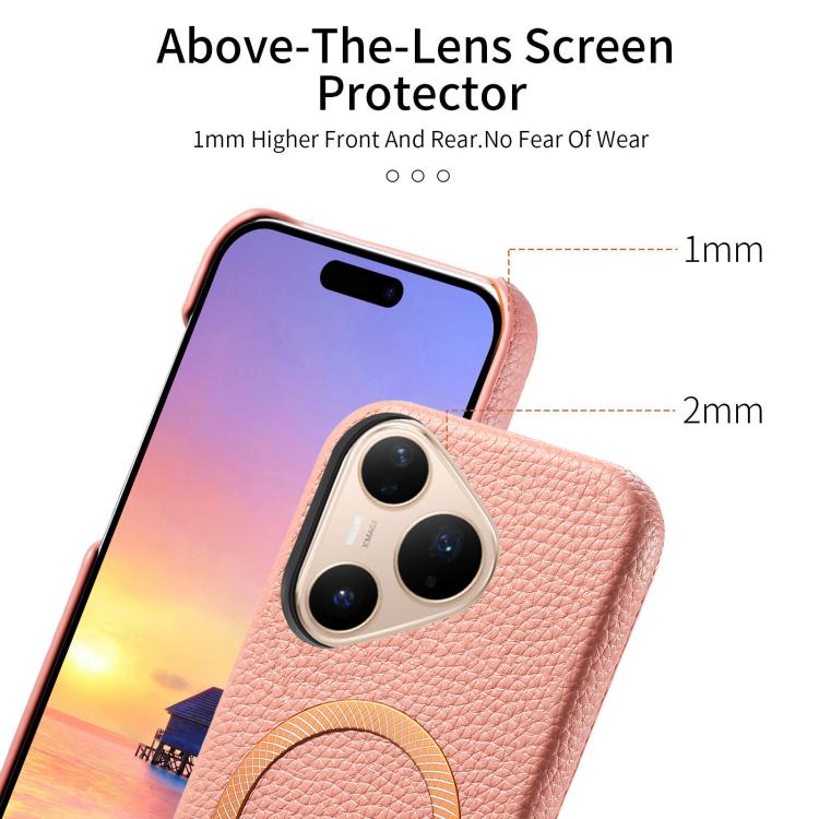 For Huawei Pura 80 Pro 5G Litchi Texture Brushed MagSafe PU Back Cover Phone Case
