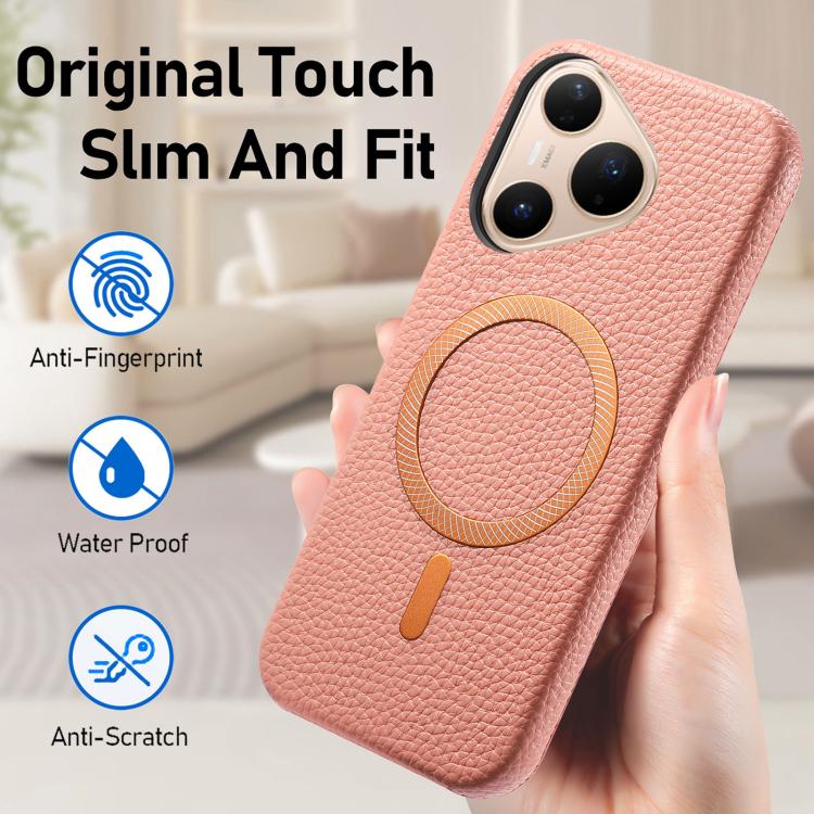 For Huawei Pura 80 Pro 5G Litchi Texture Brushed MagSafe PU Back Cover Phone Case