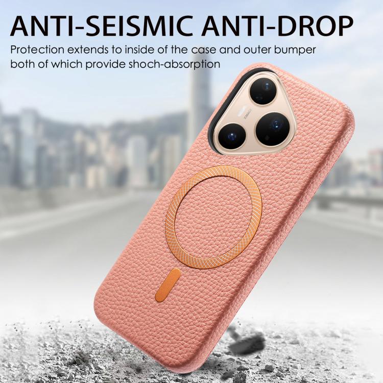 For Huawei Pura 80 Pro 5G Litchi Texture Brushed MagSafe PU Back Cover Phone Case