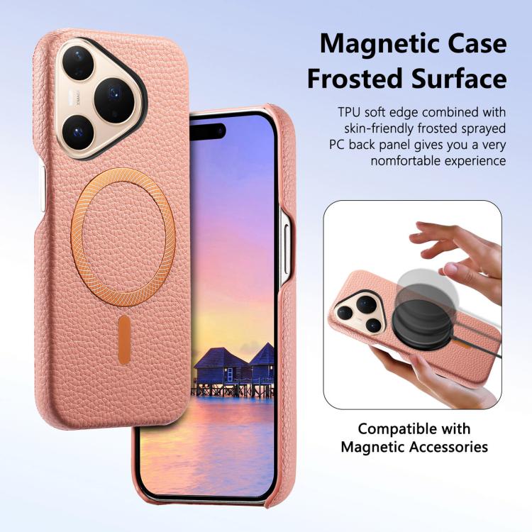 For Huawei Pura 80 Pro 5G Litchi Texture Brushed MagSafe PU Back Cover Phone Case