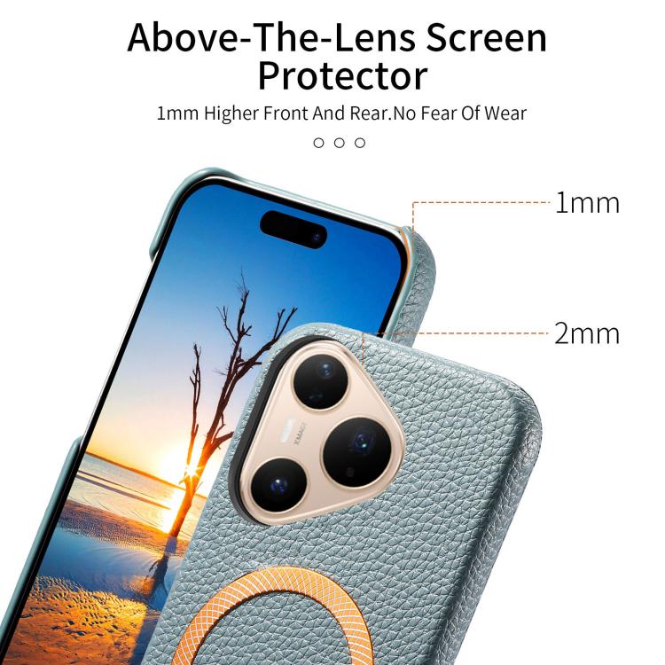 For Huawei Pura 80 Pro 5G Litchi Texture Brushed MagSafe PU Back Cover Phone Case