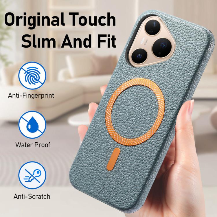 For Huawei Pura 80 Pro 5G Litchi Texture Brushed MagSafe PU Back Cover Phone Case