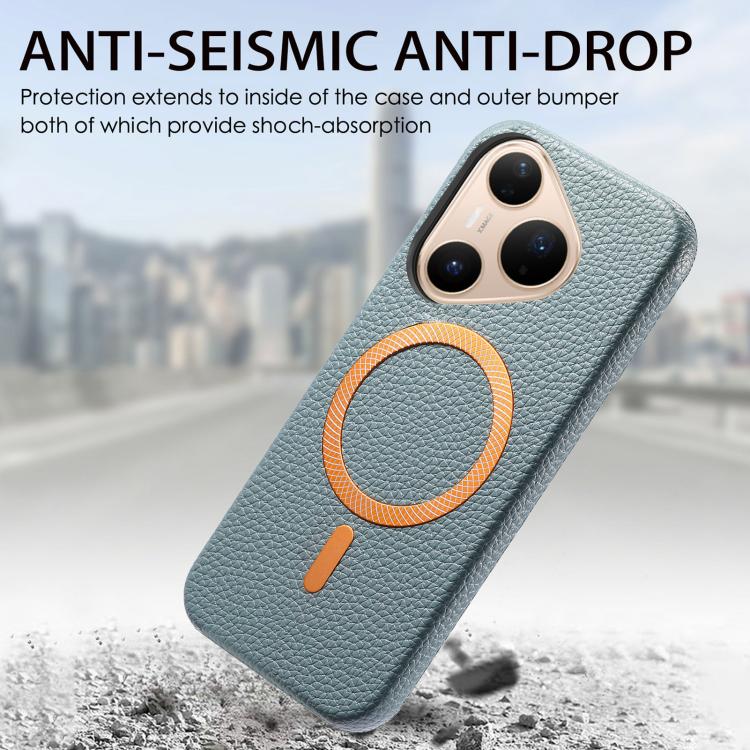 For Huawei Pura 80 Pro 5G Litchi Texture Brushed MagSafe PU Back Cover Phone Case