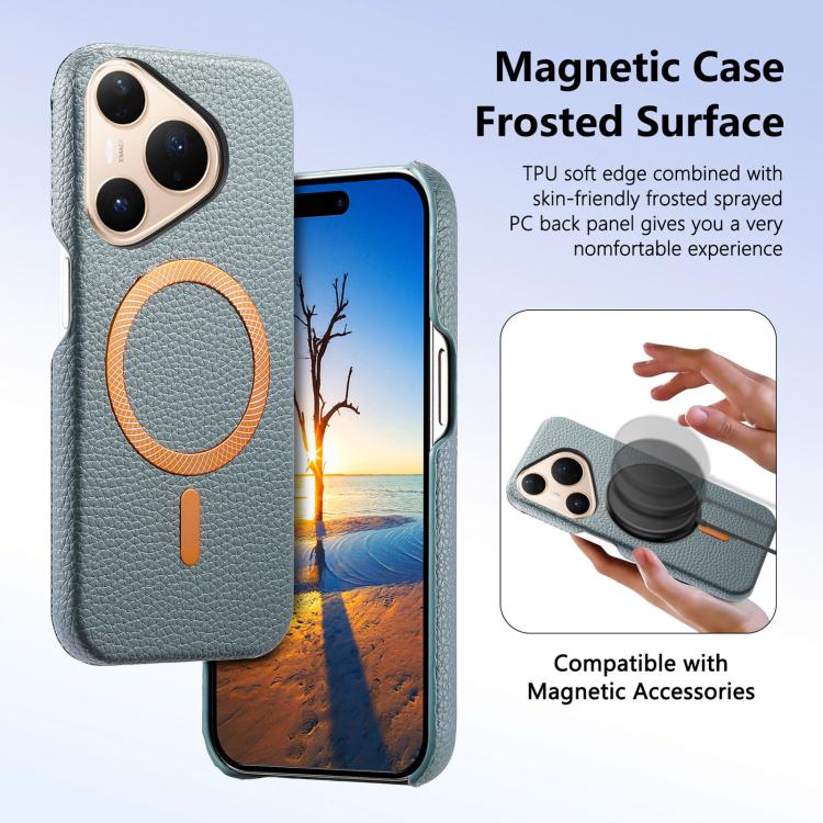 For Huawei Pura 80 Pro 5G Litchi Texture Brushed MagSafe PU Back Cover Phone Case