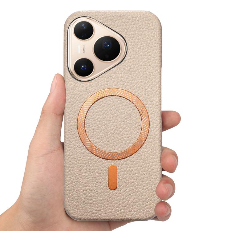 For Huawei Pura 80 Pro 5G Litchi Texture Brushed MagSafe PU Back Cover Phone Case