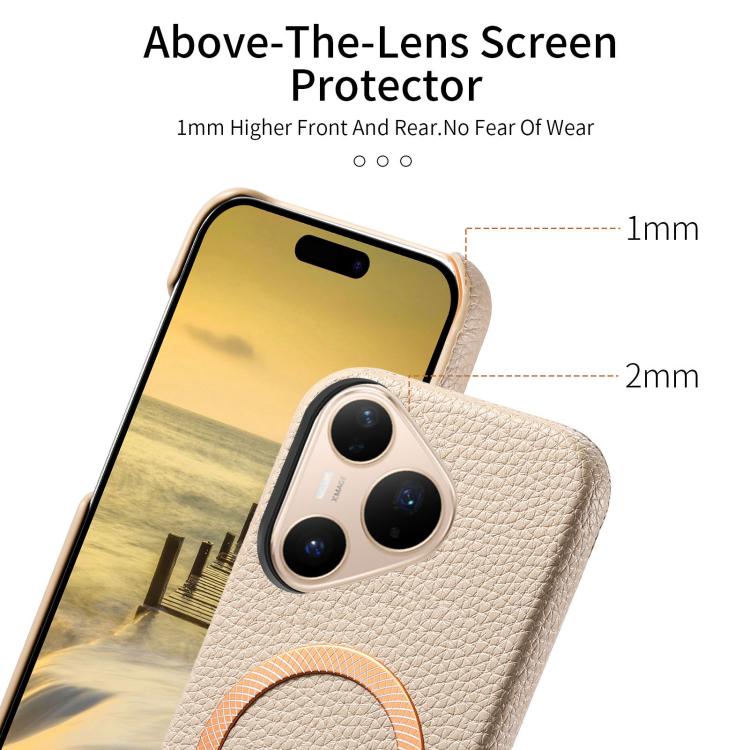 For Huawei Pura 80 Pro 5G Litchi Texture Brushed MagSafe PU Back Cover Phone Case