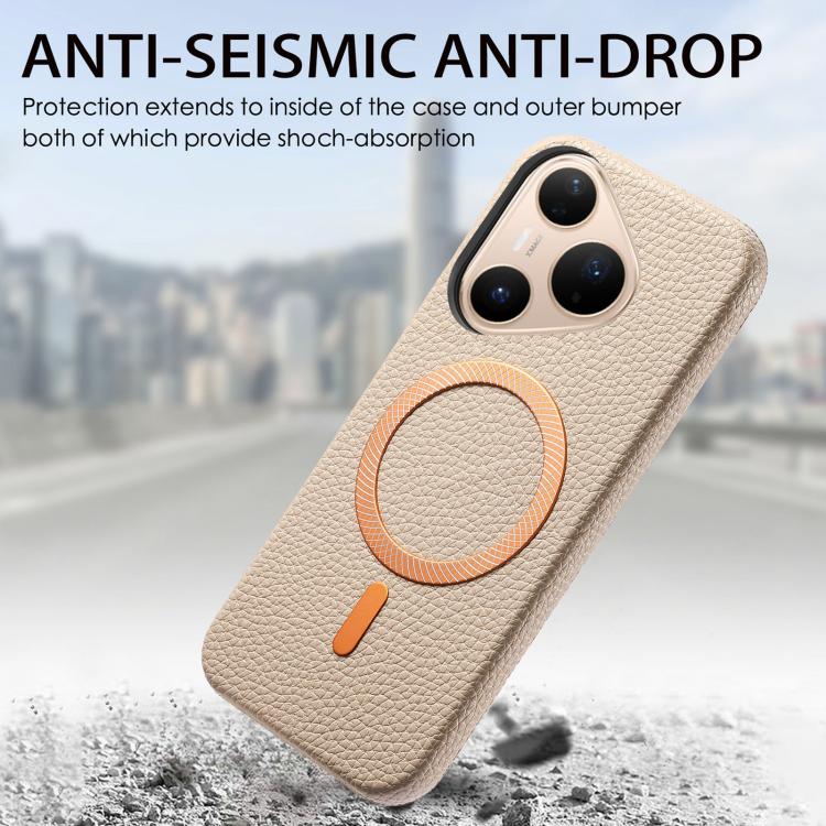 For Huawei Pura 80 Pro 5G Litchi Texture Brushed MagSafe PU Back Cover Phone Case