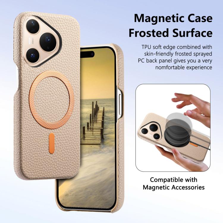 For Huawei Pura 80 Pro 5G Litchi Texture Brushed MagSafe PU Back Cover Phone Case
