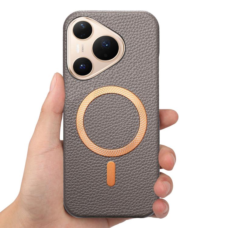 For Huawei Pura 80 Pro 5G Litchi Texture Brushed MagSafe PU Back Cover Phone Case