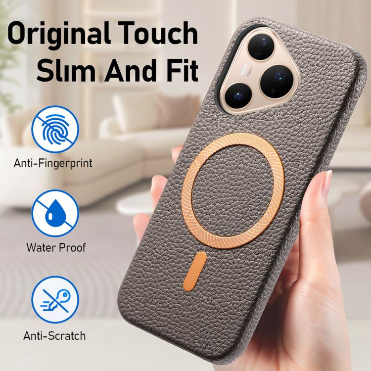 For Huawei Pura 80 Pro 5G Litchi Texture Brushed MagSafe PU Back Cover Phone Case