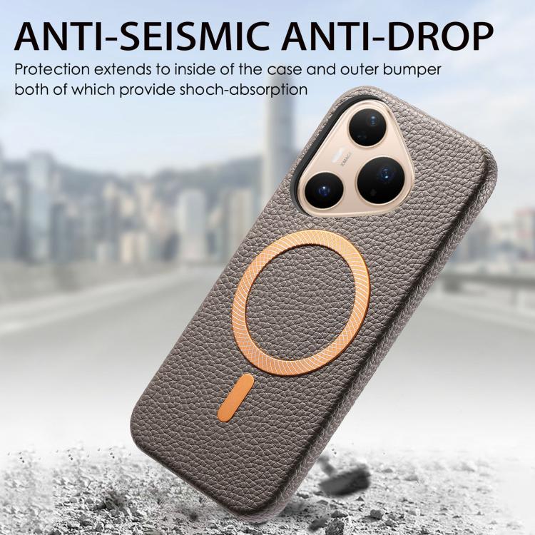 For Huawei Pura 80 Pro 5G Litchi Texture Brushed MagSafe PU Back Cover Phone Case