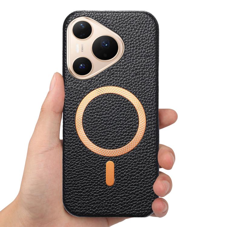 For Huawei Pura 80 Pro 5G Litchi Texture Brushed MagSafe PU Back Cover Phone Case