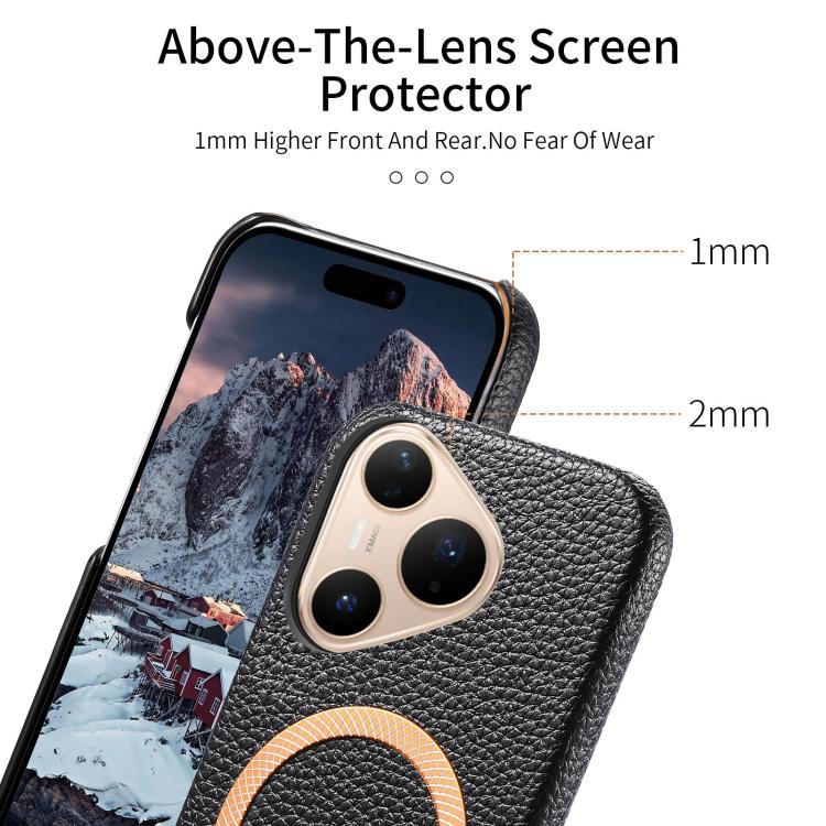 For Huawei Pura 80 Pro 5G Litchi Texture Brushed MagSafe PU Back Cover Phone Case