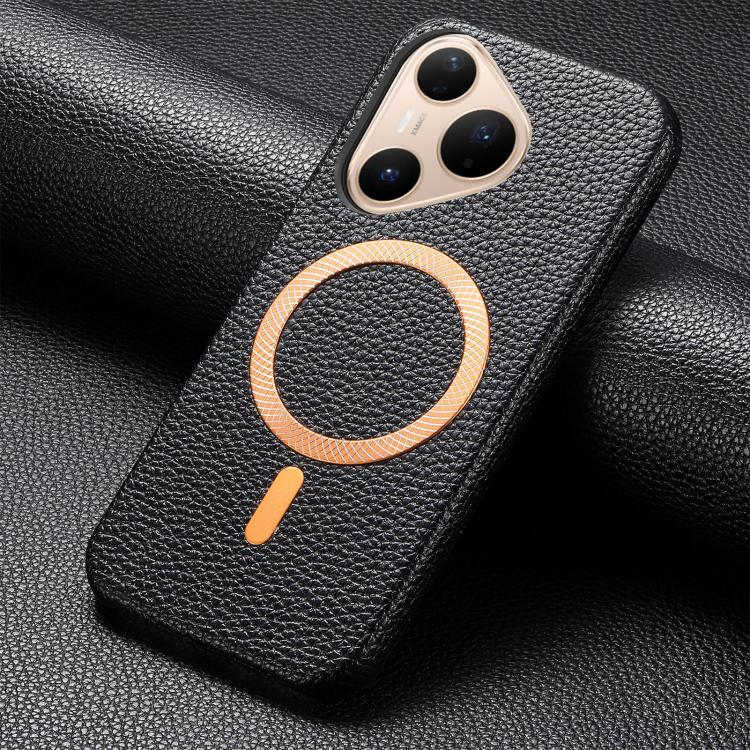 For Huawei Pura 80 Pro 5G Litchi Texture Brushed MagSafe PU Back Cover Phone Case