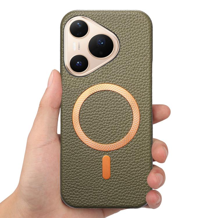 For Huawei Pura 80 Pro 5G Litchi Texture Brushed MagSafe PU Back Cover Phone Case