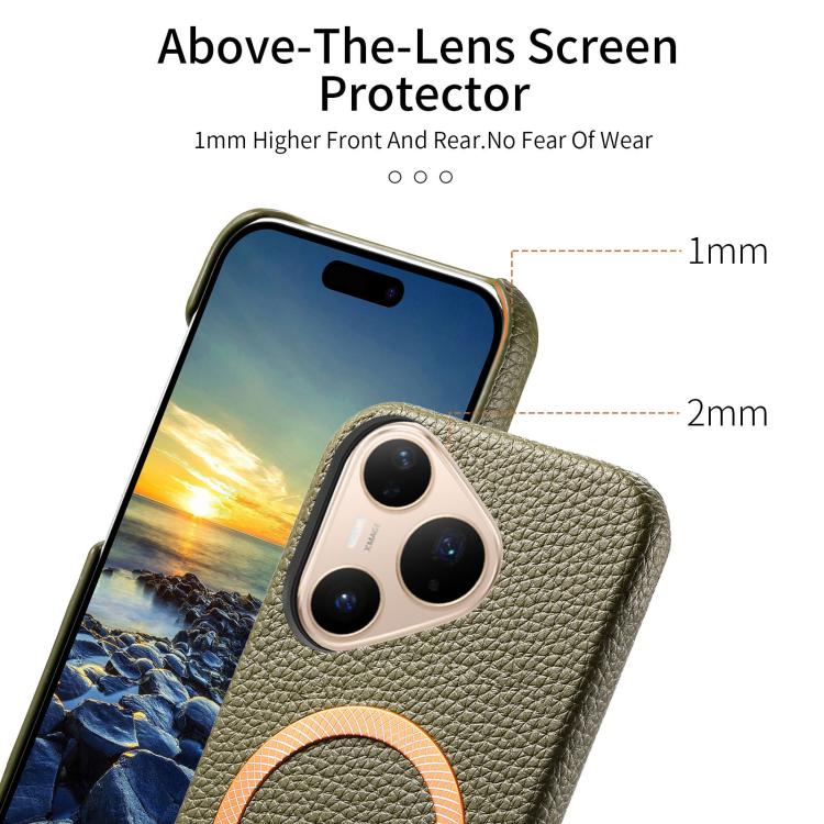 For Huawei Pura 80 Pro 5G Litchi Texture Brushed MagSafe PU Back Cover Phone Case