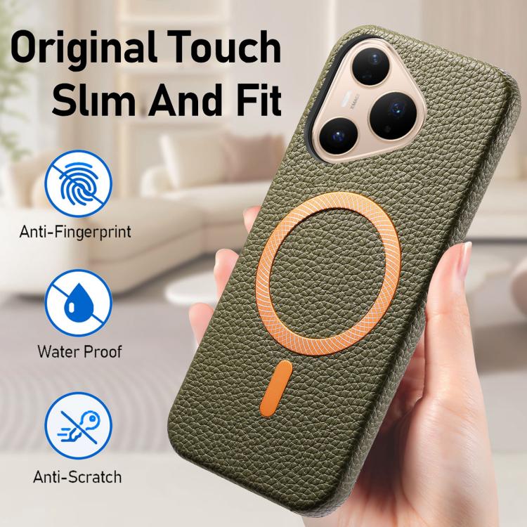 For Huawei Pura 80 Pro 5G Litchi Texture Brushed MagSafe PU Back Cover Phone Case