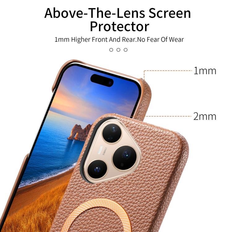 For Huawei Pura 80 Pro 5G Litchi Texture Brushed MagSafe PU Back Cover Phone Case