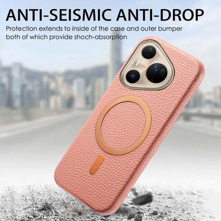 For Huawei Pura 80 Ultra 5G Litchi Texture Brushed MagSafe PU Back Cover Phone Case