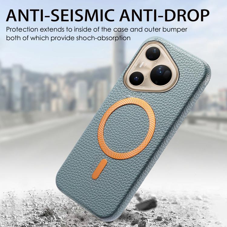 For Huawei Pura 80 Ultra 5G Litchi Texture Brushed MagSafe PU Back Cover Phone Case