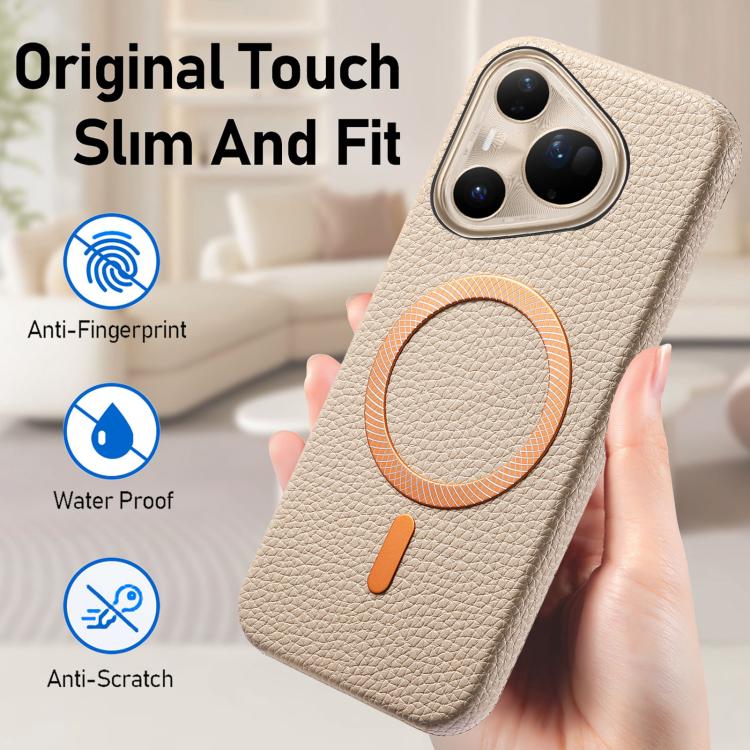 For Huawei Pura 80 Ultra 5G Litchi Texture Brushed MagSafe PU Back Cover Phone Case