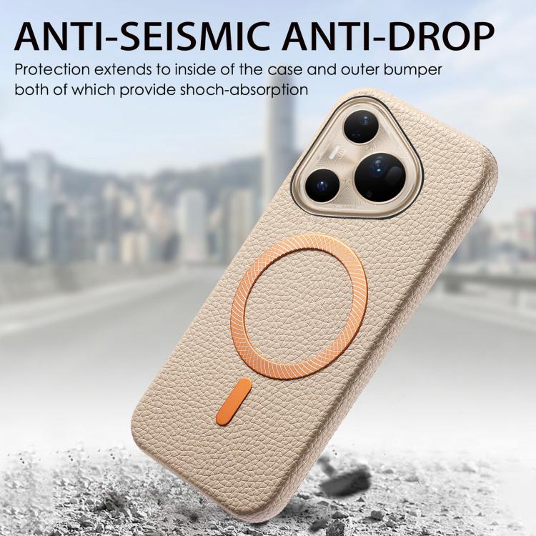 For Huawei Pura 80 Ultra 5G Litchi Texture Brushed MagSafe PU Back Cover Phone Case