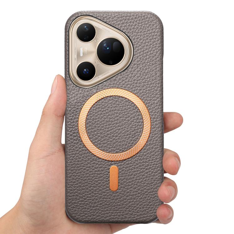 For Huawei Pura 80 Ultra 5G Litchi Texture Brushed MagSafe PU Back Cover Phone Case