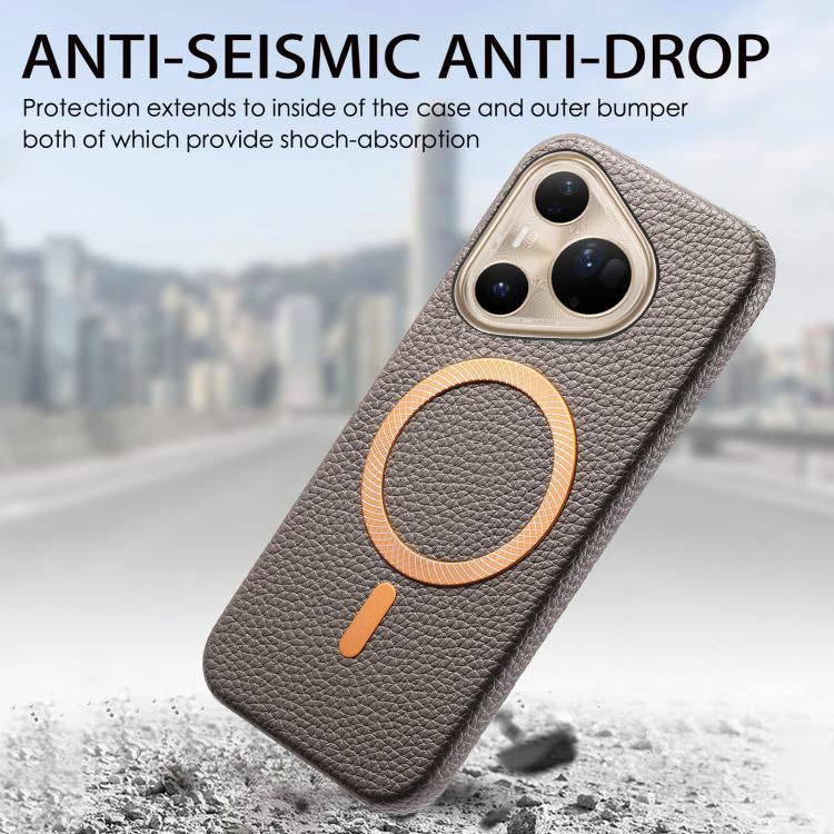 For Huawei Pura 80 Ultra 5G Litchi Texture Brushed MagSafe PU Back Cover Phone Case