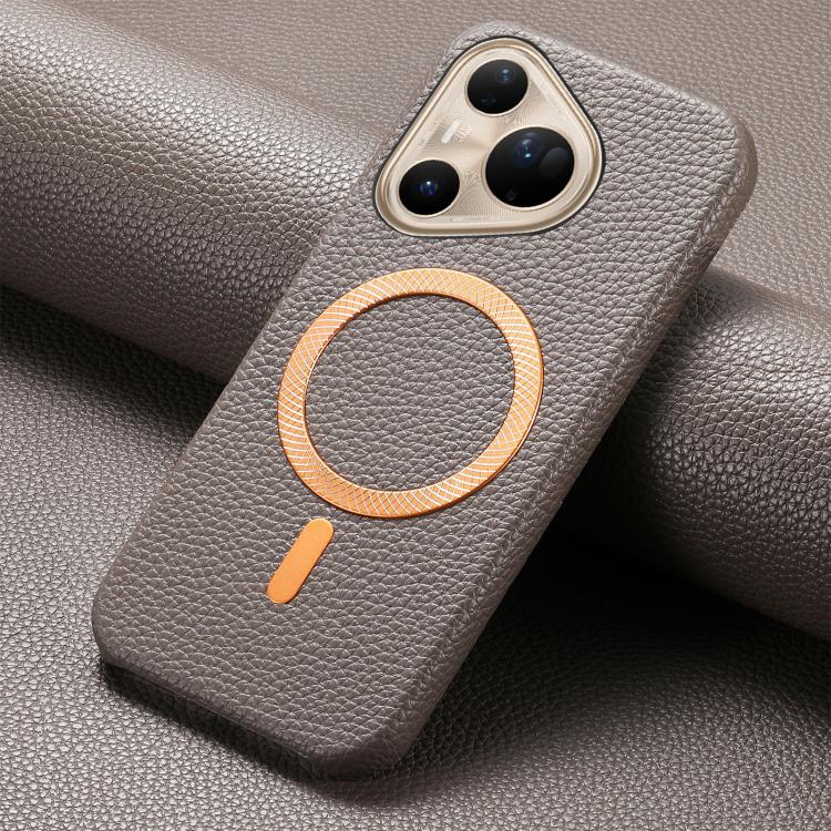 For Huawei Pura 80 Ultra 5G Litchi Texture Brushed MagSafe PU Back Cover Phone Case